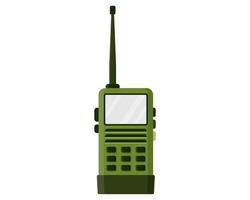 grön khaki militär bärbar radiosändare eller walkie talkie. vektor