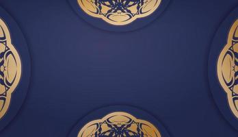 baner dunkelblau mit mandala goldverzierung für design unter logo vektor