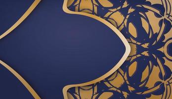 mörkblå banner med abstrakt guldmönster för design under din logotyp eller text vektor