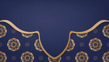 mörkblå banner med indiska gulddekorationer för design under din logotyp vektor