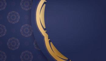 mörkblå banner med indiska guld ornament för logotyp design vektor