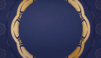 Banner in Dunkelblau mit einem Mandala mit Goldmuster und Platz für Ihr Logo vektor