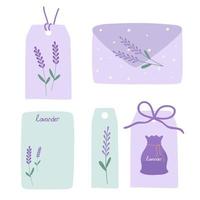 Lavendel zarte Karte, Tags, Briefe und Etiketten. vektorillustration isoliert. für Design, Dekoration oder Postkarten vektor