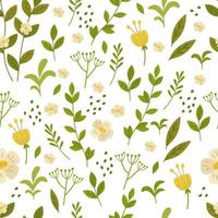 sömlösa mönster med en tebuske med blommor. botaniska vektorillustration. för bakgrund, tryck på papper eller tyg, design eller dekor vektor