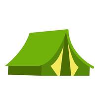 grünes Zelt für Camping, Vektorillustration im flachen Cartoon-Stil. ausrüstung für reise, tourismus, naturreise. Entspannungskonzept im Freien vektor