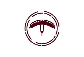 kreisförmiger Vintage-Retro-rustikaler Wurstetiketten-Logo-Designvektor vektor