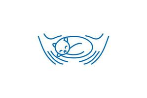 hand mit katze kitty für tier pet love club community logo design vector