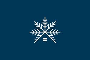 snö symbol med hus för stuga stuga chalet eller fastigheter logotyp design vektor