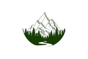 Kiefer Zeder Fichte Nadelbaum immergrüne Tanne Lärche Zypresse Hemlock Bäume Wald Abzeichen Emblem für Outdoor-Camp-Abenteuer-Logo-Design-Vektor vektor