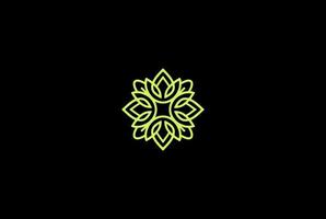 eleganter luxuriöser geometrischer grüner Blumenblatt-Logo-Designvektor vektor