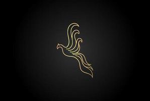gyllene elegant lyx flygande phoenix fågel logotyp design vektor