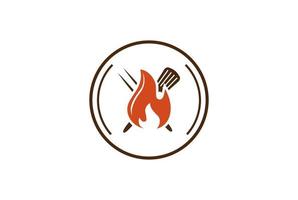 rustikaler Retro-Vintage-BBQ-Barbecue-Grill-Abzeichen-Emblem-Logo-Design-Vektor vektor