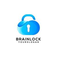 bunter Brain-Lock-Logo-Design-Vektor vektor