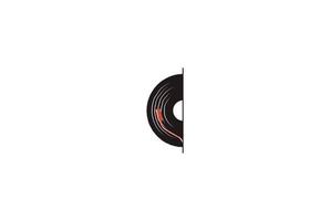 vintage retro svart vinyl skiva för musik skivstudio logotyp design vektor