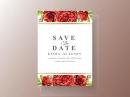 schöne Hochzeitseinladungskartenschablone der roten Rosen vektor