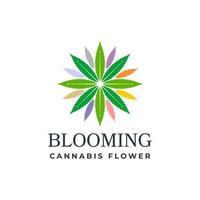 blühende Cannabis- oder Hanfblumen-Logo-Vorlage vektor