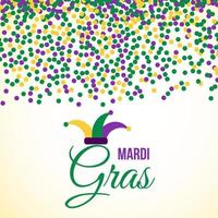 mardi gras karneval vektor bakgrund med grön, lila och gul konfetti. lätt att redigera designmall för dina projekt.