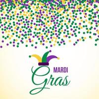 Mardi Gras Karneval Vektor Hintergrund mit grünen, lila und gelben Konfetti. einfach zu bearbeitende Designvorlage für Ihre Projekte.