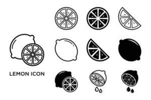 Zitrone-Icon-Set Vektor-Design-Vorlage in weißem Hintergrund vektor