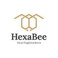 hexagon bee logotyp design vektor