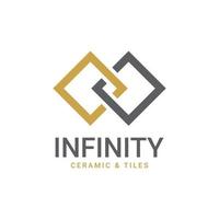 Infinity-Fliesen-Logo. einfache und einzigartige kombination aus unendlichkeitssymbol und fliesenlogodesign vektor