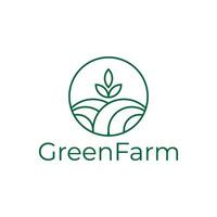 Logo-Design der grünen Farmlinie vektor