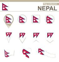 nepals flagga samling vektor