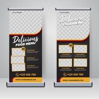 Speisekarte und Restaurant-Rollup-Banner-Design-Vorlage vektor