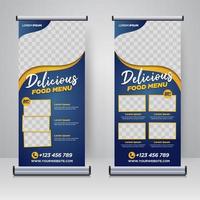 Speisekarte und Restaurant-Rollup-Banner-Design-Vorlage vektor