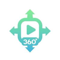 360 grader video vektor ikon på vit