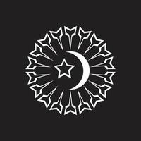 Mond- und Sternlogo in einem Kreis mit kann für Community-Logos, Firmenlogos, Hintergrundbilder, Banner, Broschüren und mehr verwendet werden vektor