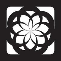 flower circle logo in box kan användas för företagslogotyper, community logotyper, bakgrundsbilder, smartphone applikationer, banners, pamfletter och mer vektor