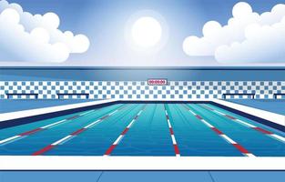 Flache Designillustration des Swimmingpoolarena-Schwimmweg-Sportwettbewerbs Quadratischer Plan vektor