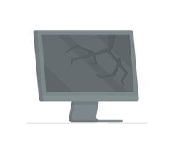 Vektor-Illustration eines kaputten Computers. isoliert auf weißem Hintergrund Schwarzer gebrochener Monitor. Reparatur. kaputter Bildschirm. vektor