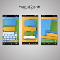 abstrakta mallar för användargränssnitt av överlappande papper. uppsättning av ui material design bakgrund. smartphone chattar sms meddelanden pratbubblor. smartphone tangentbord. vektor