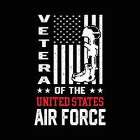 Veteranen-T-Shirt-Design-Vektor. Veteran der United States Air Force. T-Shirt-Design für amerikanische Veteranen. vektor