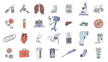 sjukhushälsoritningar. doodle enkel ritning ny vektor