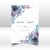 Elegante Hochzeits-Einladungs-Karte mit schönem Aquarell mit Blumen vektor