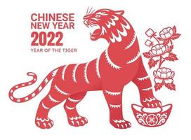 chinesisches neujahr 2022 grußkartenhintergrund das jahr des tigers. chinesische tierzeichen tiger vektorillustrationen. vektor