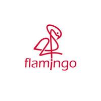 djur logotyp flamingo fågel skönhet linjekonst rosa färg vektor