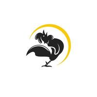 platt illustration djur tupp rolig tecknad kyckling rytande vektor