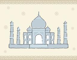 taj mahal, Indien. indiska mest kända synen. arkitektonisk byggnad. berömda turistattraktioner. traditionell mausoleum-moské i agra vektor