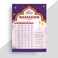 Ramadan Kareem Kalender Design. Islamischer Kalender und Sehri Ifter Zeitplan. vektor