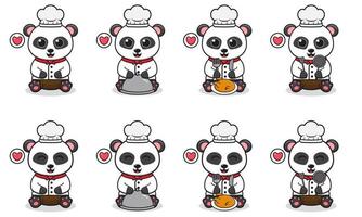 vektor illustration av söt panda placering med kock kostym