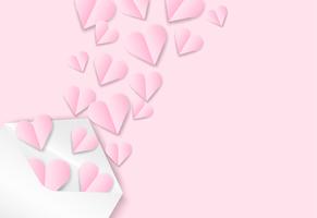 Happy Valentinstag Hintergrund. Entwerfen Sie mit Liebesherzen auf rosa Hintergrund, Papierkunstart. Vektor. vektor