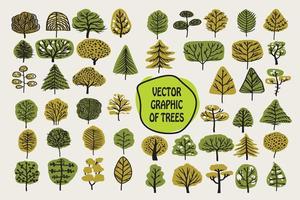 Pflanzen und Bäume Designpaket vektor