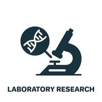 dna-laborforschung mit mikroskop-silhouette-symbol. Piktogramm für wissenschaftliche genetische Laboranalysen. biologischer Test der DNA-Molekülstruktur Glyphe Symbol. isolierte Vektorillustration. vektor