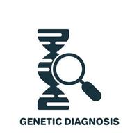 genetische Analyse mit Lupensilhouette aus Glas. DNA-Labordiagnose-Glyphen-Piktogramm. forschung der helixstruktur dna symbol. isolierte Vektorillustration. vektor