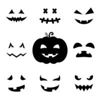 gruselige und lustige Gesichter für Halloween-Kürbis-Silhouette-Symbol. Symbol für Halloween-Horror-Emotionen. gruselige Gesichter des Geisterglyphenpiktogramms. isolierte Vektorillustration. vektor