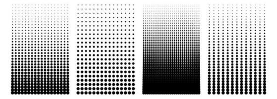 halvtonspunktsmönster. abstrakt svart prickig mosaik, plats textur och hål rutnät bakgrund. svartvitt raster. gradient geometriskt halvtonsmönster. isolerade vektor illustration.